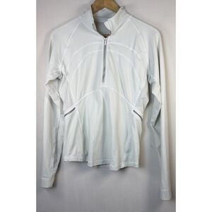 Lululemon women's 10 Run Dash Pullover Quarter Zip White Mesh Pockets athletic